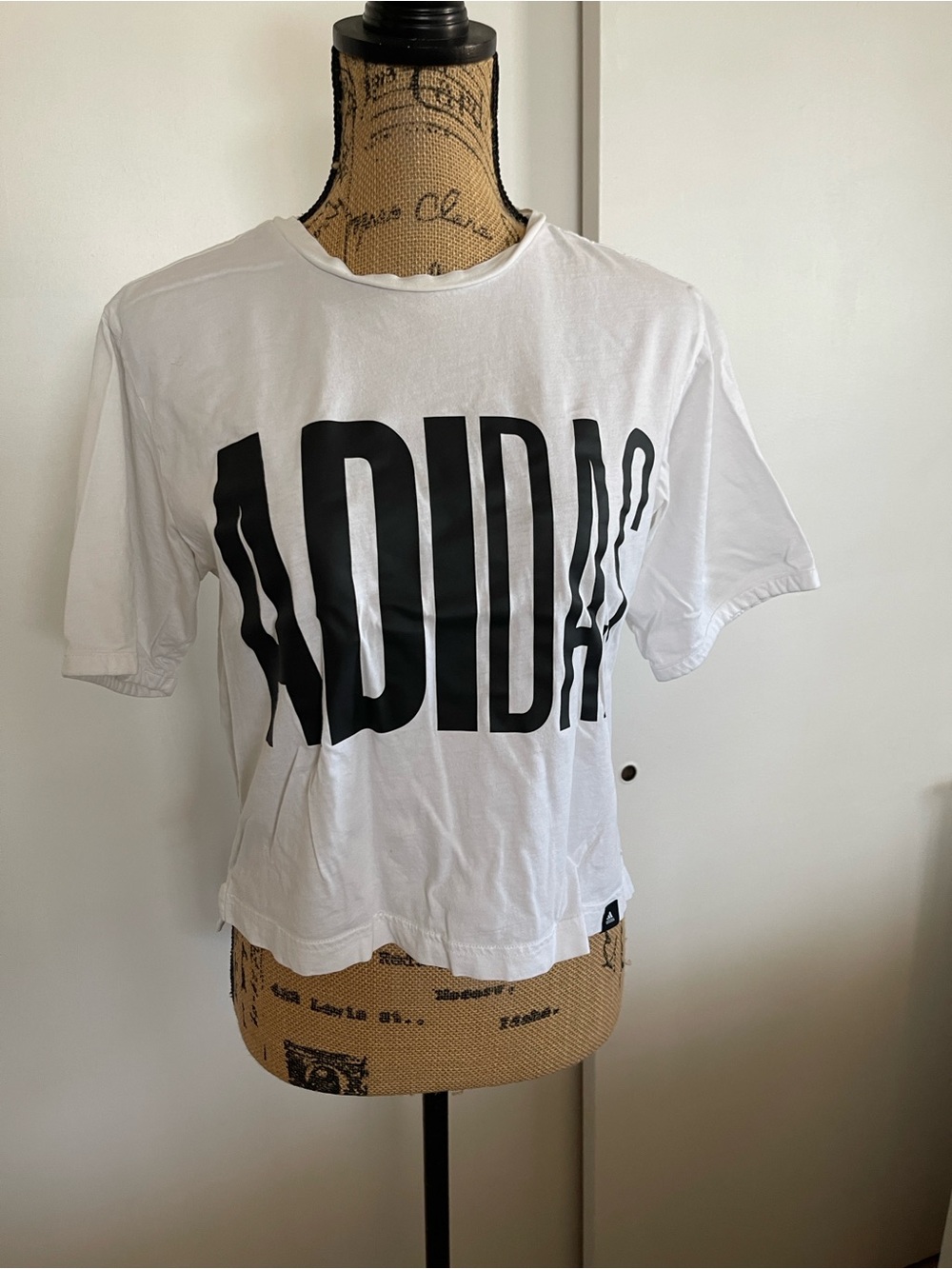 adidas White Tee with Bold Black Logo